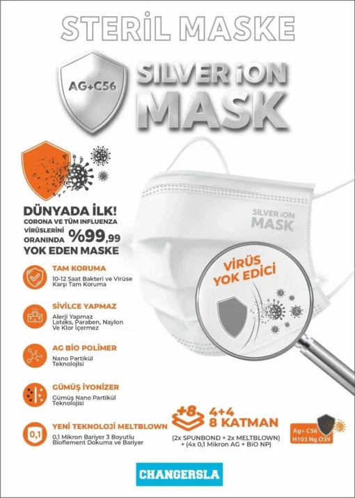 Doctor Silver Ion  Hipokrat Mask Gümüş İyon 10 Adet Yetişkin Maske - Görsel 2