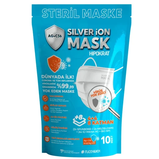 Doctor Silver Ion  Hipokrat Mask Gümüş İyon 10 Adet Yetişkin Maske - Görsel 5