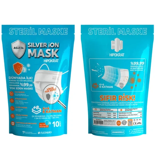 Doctor Silver Ion  Hipokrat Mask Gümüş İyon 10 Adet Yetişkin Maske